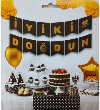 İyi Ki Doğdun Siyah Gold Banner